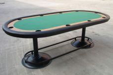 Pedestal Race Track Poker Table With Black Double Legs and Footrail