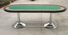 Pedestal Racetrack Poker Table With All Chrome Base and Footrails