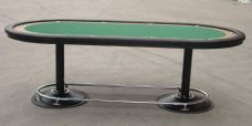 Pedestal Racetrack Poker Table With Chrome Footrail and Black Base