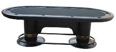 Pedestal Poker Table with Black Double Base With Gold Trimiing and Footrail