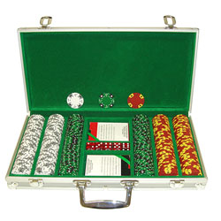 300 14g Tri Color Ace/King Suited Chips in Aluminum Case