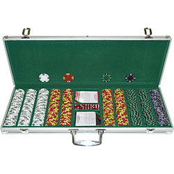 500 14g 3 COLOR A/K SUITED CLAY POKER CHIP SET W/ALUM CASE