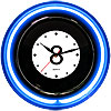 14.5 Inch Quartz Eight Ball Clock - Blue Neon
