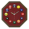 Octagon Mahogany Billiard Clock With Burgundy Mali Felt