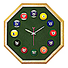 Octagon Oak Billiard Clock With Dark Green Mali Felt