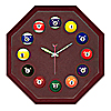 Octagon Cherry Billiard Clock With Wine Mali Felt