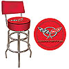Corvette C5 Padded Bar Stool with Back - Red