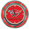 Corvette C5 Neon Clock - 14 inch Diameter - Red