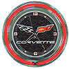 Corvette C6 Neon Clock - 14 inch Diameter - Black