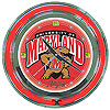 Maryland University Neon Clock - 14 inch Diameter