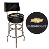 Chevrolet Padded Bar Stool with Back - Black/Silver
