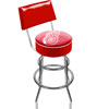 NHL Detroit Redwings Padded Bar Stool with Back