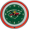 NHL Minnesota Wild Neon Clock - 14 inch Diameter