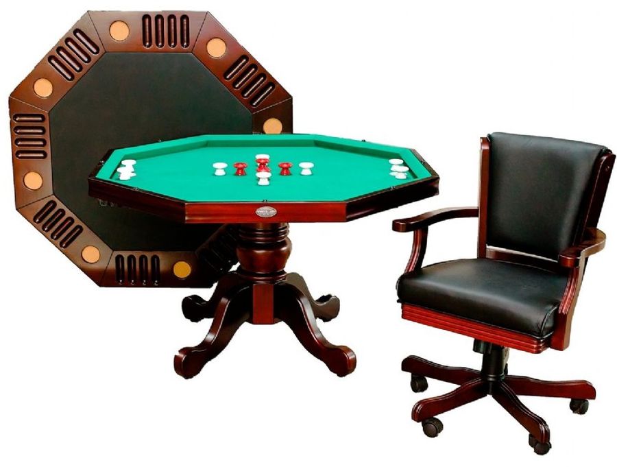 BUMPER TABLE POOL TABLE POKER TABLE 3 IN 1 OCTAGON TABLE 48" MAHOGANY