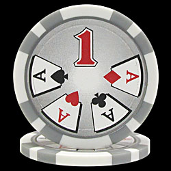 WHITE (1) 11.5 gram HIGH ROLLER Poker Chip