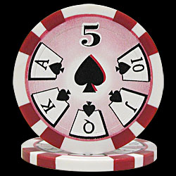 RED (5) 11.5 gram HIGH ROLLER Poker Chip