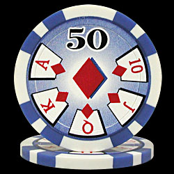 BLUE (50) 11.5 gram HIGH ROLLER Poker Chip