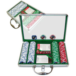 200 Jackpot Casino Poker Chips w/Clear Cover Aluminum Case