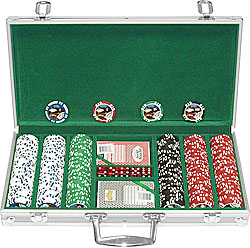 300 11.5G Jackpot Casino Clay Poker Chips w/Aluminum Case
