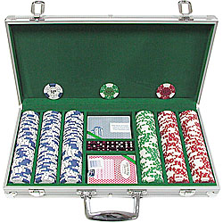 300 Landmark Lucky Crowns 11.5g Poker Chips w/Aluminum Case