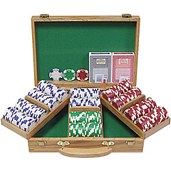 300 11.5G Holdem Poker Chip Set w/Genuine Oak Case
