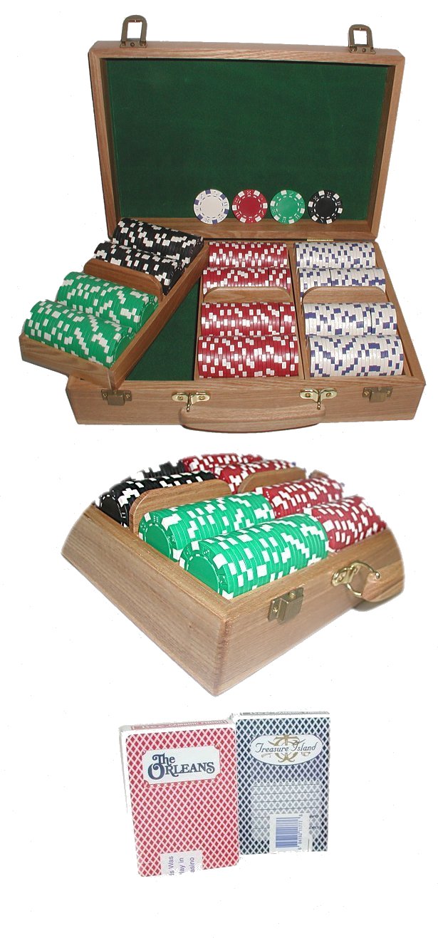 300 Dice Striped 11.5 Gram Chips w/Oak Case