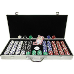 650 11.5 Gram Dice-Striped Poker Chips in Aluminum Case