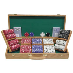 500 Chip Texas Hold'Em Set w/ Genuine Oak Case