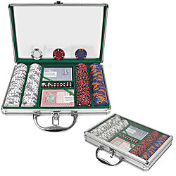 200 Chip Tri-Color Triple Crown Set w/Clear Cover Alum. Case