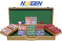 500 Las Vegas EDGE SPOT NEXGENT Poker Chips w/Oak Case