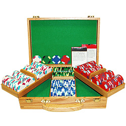 300 Multi-Colored EDGE SPOT LV*NV*USA Poker Chip in Oak Case