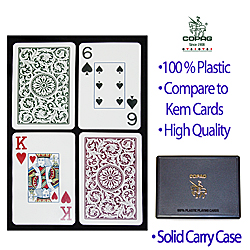 Copag Bridge Size Jumbo Index Green Burgundy Setup