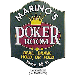 CUSTOMIZED Crown Poker Room All Wood Decorative Sign