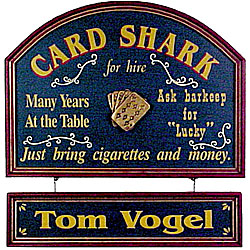 CUSTOMIZED Card Shark Large All Wood Decorative Sign