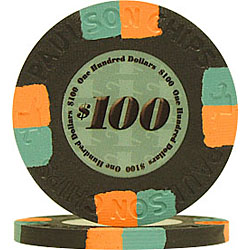 $100 BLACK Paulson Tophat & Cane Clay Poker Chip
