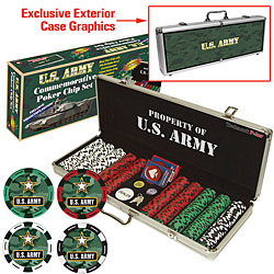 U.S. Army CLAY-Filled 500 Poker Chip Set w/Custom Case