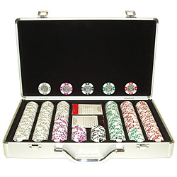 400 12.2g Clay Coin Inlay Jackpot Casino Chips w/Alum. Case