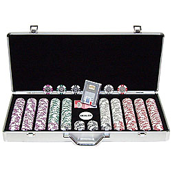650 12.2 Gram Clay Coin Inlay Poker Chips w/Aluminum Case