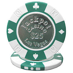 $25 Green Jackpot Coin-Inlaid Poker Chip