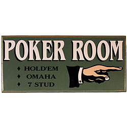 Classic All Wood Poker Room Sign