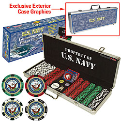 U.S. Navy CLAY-Filled 500 Poker Chip Set w/Custom Case