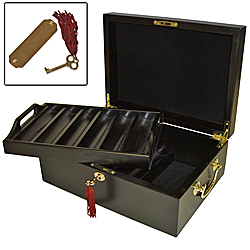 Mahogany Poker Chip Case - Holds 500 Chips
