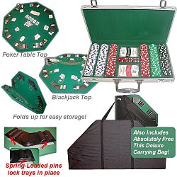 300 11.5g Dice Striped Chips Alum Case & Poker Table Top