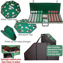 500 11.5g Dice Striped Chips Alum Case & Poker Table