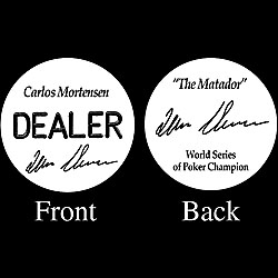 CARLOS MORTENSEN Professional Collector's Dealer Button